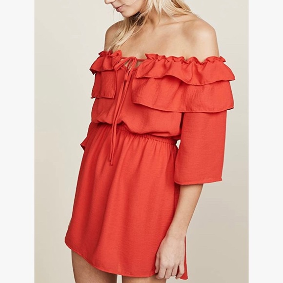 Jack by BB Dakota Women's Bowser Off The Shoulder Poppy Red Dress, Size XS - Picture 6 of 16